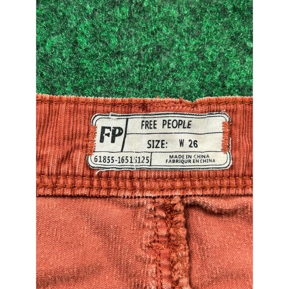 Free People Womens Size 26‎ Rust Orange Corduroy Pants Slim - Picture 7 of 9